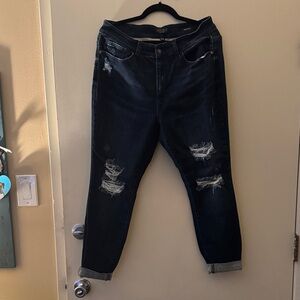 Judy Blue Dark Blue Distressed Skinny Jeans
